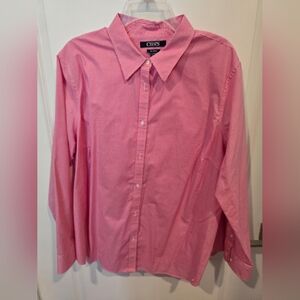 Women's Chaps Pink Micro-Check Button-Down Shirt